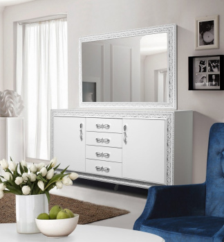 Комод ДАНА белый/серебро 1,6м