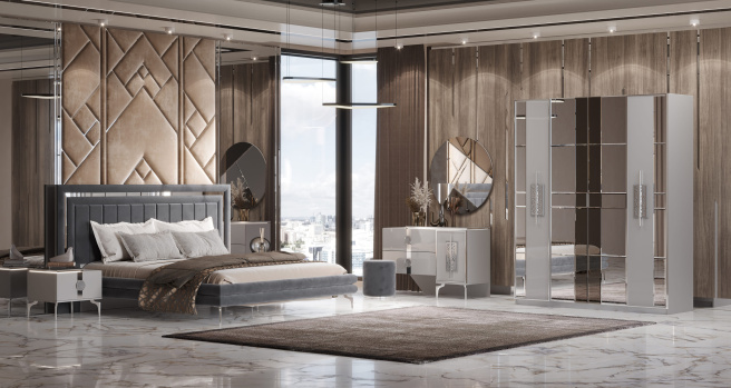 Спальня Грация серый/серебро