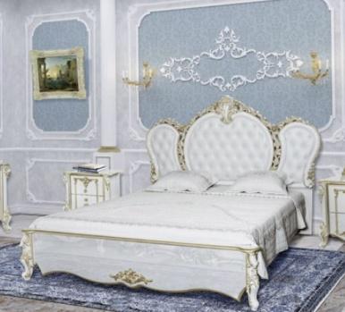 Кровать Дольче Вита Белый глянец с серебром (БЕЗ ОРТОПЕДИЧЕСКОГО ОСНОВАНИЯ)