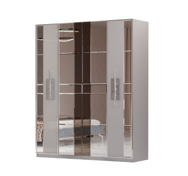 Шкаф 4-х дв. ГРАЦИЯ серый/серебро