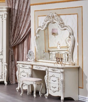 Туалетный стол+зеркало+пуф ВЕНЕЦИЯ Style крем