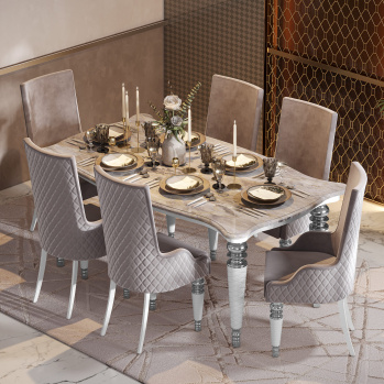 Стол ПРАДО серый/белый/серебро 1,8м