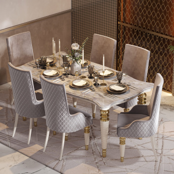 Стол ПРАДО серый/крем/золото 1,8м