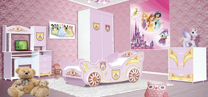 Набор детской мебели Принцесса Розовый/белый (без матраса)