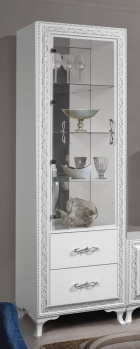 Витрина 1-но дв. ДАНА белый/серебро