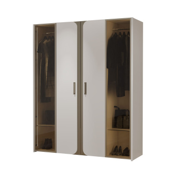 Шкаф 4-х дв. ЛЕОНАРДО крем/глянец