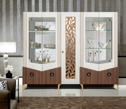 Сервант 5-ти дв. МРОЯ орех/слоновая кость