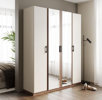 Шкаф 2-х дв. МИРЕЛЛА (с зеркалом) дуб крафт/кашемир